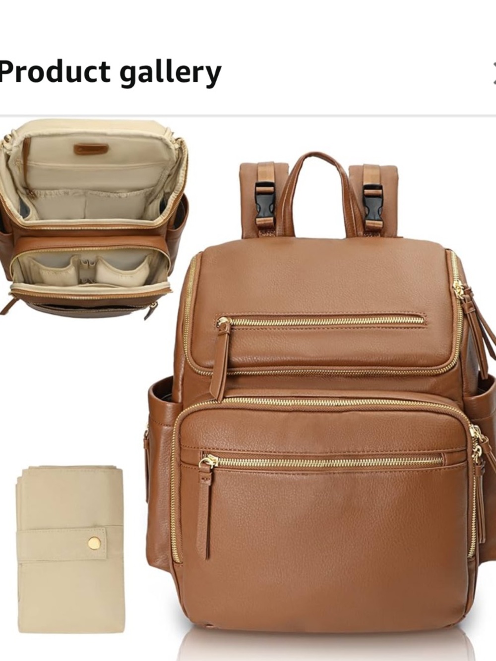 Brown Leather Backpack - Women's Bag - Picture 7 of 7